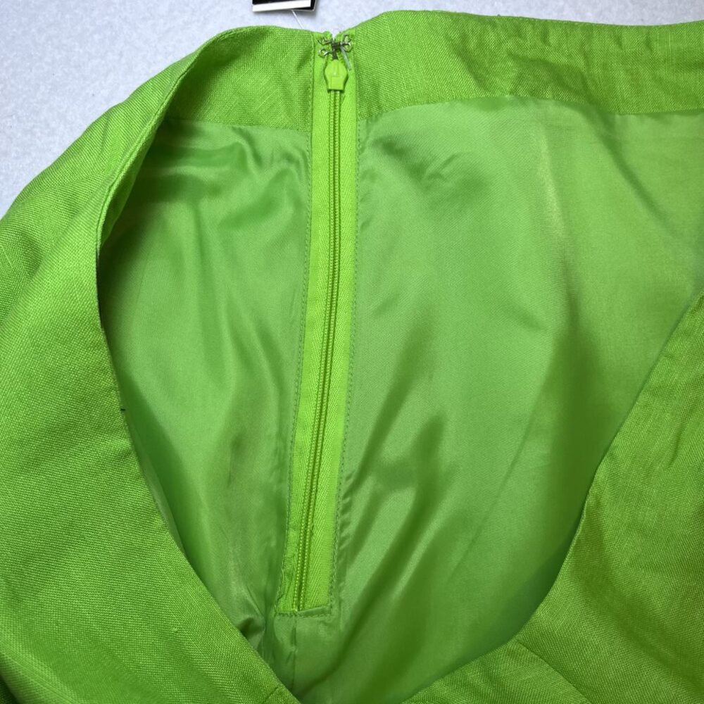 Larry Levine A-line flirty flowy bottom linen blend green skirt womens 14 NWT - Picture 10 of 13